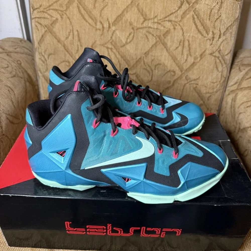 Nike LeBron 11 South Beach XI Men's Basketball Shoes Blue‎ Size 11 Clean W/ Box!